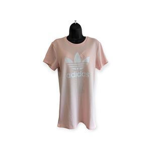 Adidas Originals Women’s Short Sleeve T-Shirt Dress XS Pink White Trefoil
